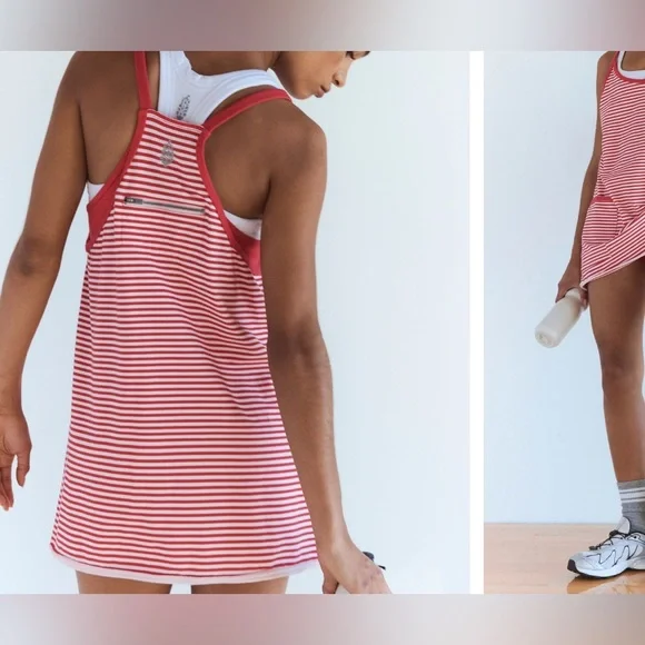 NWOT Free People FP Movement Hot Shot Printed Mini Dress Stripe Grapefruit - M - Picture 3 of 9
